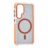 Gigapack Samsung Galaxy S26 (SM-S942) szilikon védő (ütésálló, légpárnás, karbon minta, wireless, magsafe) narancssárga