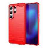 Gigapack Samsung Galaxy S26 Ultra (SM-S948) szilikon védő (ütésálló, légpárnás, szálcsiszolt, karbon minta) piros