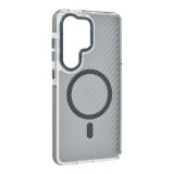 Gigapack Samsung Galaxy S26 Ultra szilikon védő (ütésálló, légpárnás, karbon minta, wireless, magsafe) sötétszürke