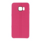 Gigapack Samsung Galaxy S6 EDGE+ (SM-G928) szilikon telefonvédő (bőr hatású, varrás minta) rózsaszín