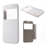 Gigapack Samsung Galaxy S6 (SM-G920) tok álló, bőr hatású (flip, átlátszó hátlap, s-view cover) fehér