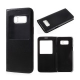 Gigapack Samsung Galaxy S8 (SM-G950) tok álló, bőr hatású (flip, hívókijelzés, view window) fekete