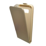 Gigapack Samsung Galaxy S8 (SM-G950) tok álló, bőr hatású (flip, lefelé nyíló, szilikon tartó) arany