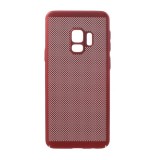 Gigapack Samsung Galaxy S9 (SM-G960) műanyag telefonvédő (gumírozott, lyukacsos minta) piros
