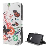 Gigapack Samsung Galaxy S9 (SM-G960) tok álló, bőr hatású (flip, asztali tartó funkció, pillangó, kör minta) fehér