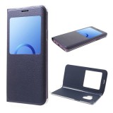 Gigapack Samsung Galaxy S9 (SM-G960) tok álló, bőr hatású (flip, view window) sötétkék