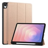 Gigapack Samsung Galaxy Tab S11 5G (SM-X736B)  tok álló, bőr hatású (flip, asztali tartó, ceruza tartó) rozéarany