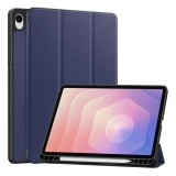 Gigapack Samsung Galaxy Tab S11 5G (SM-X736B) tok álló, bőr hatású (flip, trifold, asztali tartó, ceruza tartó) sötétkék
