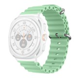 Gigapack Samsung Galaxy Watch Ultra eSIM 47mm (SM-L705) pótszíj (egyedi méret, szilikon, állítható, hullám) világoszöld