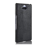 Gigapack Sony Xperia 10+ műanyag telefonvédő (bőr hatású, krokodilbőr minta, fekete)