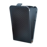 Gigapack Sony Xperia E4 (E2105) tok álló, bőr hatású (Flip, lefelé nyíló, karbon minta) fekete