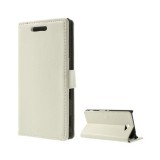 Gigapack Sony Xperia M2 (D2303) tok álló, bőr hatású (Flip, oldalra nyíló, asztali tartó funkció, prémium) fehér