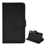 Gigapack Sony Xperia Z3 (D6653) tok álló, bőr hatású (Flip, oldalra nyíló, asztali tartó funkció, karbon minta) fekete