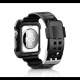 Gigapack Szilikon keret (szilikon szíj, ütésálló) FEKETE [Apple Watch Series 1 42mm] (5996457744404) - Szíj