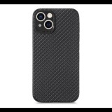 Gigapack Szilikon telefonvédő (bőr hatású, kamera védelem, karbon minta) FEKETE [Apple iPhone 13 mini] (5996591115382) - Telefontok