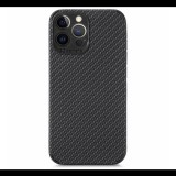 Gigapack Szilikon telefonvédő (bőr hatású, kamera védelem, karbon minta) FEKETE [Apple iPhone 13 Pro Max] (5996591115375) - Telefontok
