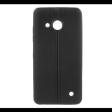 Gigapack Szilikon telefonvédő (bőr hatású, varrás minta) FEKETE [Microsoft Lumia 550] (5996457598472) - Telefontok
