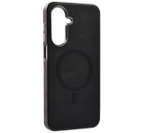 Gigapack Szilikon telefonvédő (ECO bőr hatású hátlap, karcolásmentesítő belső, fém kameravédő, MagSafe, prémium) FEKETE Samsung Galaxy A17 5G (SM-A176)