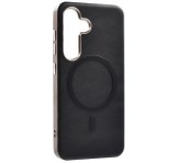 Gigapack Szilikon telefonvédő (ECO bőr hatású hátlap, karcolásmentesítő belső, fém kameravédő, MagSafe, prémium) FEKETE Samsung Galaxy A36 5G (SM-A366)