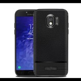 Gigapack Szilikon telefonvédő (közepesen ütésálló, bőr hatású, szálcsiszolt) FEKETE [Samsung Galaxy J4 (2018) SM-J400F] (5996457795628) - Telefontok