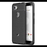 Gigapack Szilikon telefonvédő (közepesen ütésálló, bőr hatású, varrás minta) FEKETE [Google Pixel 3a] (5996457991938) - Telefontok