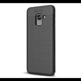 Gigapack Szilikon telefonvédő (közepesen ütésálló, bőr hatású, varrás minta) FEKETE [Samsung Galaxy A8 Plus (2018) SM-A730F] (5996457744688) - Telefontok