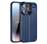 Gigapack Szilikon telefonvédő (közepesen ütésálló, bőr hatású, varrás minta) SÖTÉTKÉK Apple iPhone 15 Pro