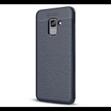 Gigapack Szilikon telefonvédő (közepesen ütésálló, bőr hatású, varrás minta) SÖTÉTKÉK [Samsung Galaxy A8 Plus (2018) SM-A730F] (5996457744671) - Telefontok