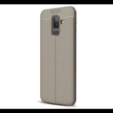 Gigapack Szilikon telefonvédő (közepesen ütésálló, bőr hatású, varrás minta) SZÜRKE [Samsung Galaxy A6+ (2018) SM-A605F] (5996457769056) - Telefontok