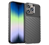 Gigapack Szilikon telefonvédő (közepesen ütésálló, csíkos, dombor minta) FEKETE Apple iPhone 14 Pro