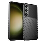 Gigapack Szilikon telefonvédő (közepesen ütésálló, csíkos, dombor minta) FEKETE Samsung Galaxy S24 Plus (SM-S926)