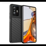Gigapack Szilikon telefonvédő (közepesen ütésálló, csíkos, dombor minta) FEKETE [Xiaomi 11T Pro] (5996591114583)