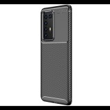 Gigapack Szilikon telefonvédő (közepesen ütésálló, légpárnás sarok, karbon minta) FEKETE [Huawei P40 Pro 5G] (5996457945856) - Telefontok