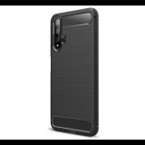 Gigapack Szilikon telefonvédő (közepesen ütésálló, légpárnás sarok, szálcsiszolt, karbon minta) FEKETE [Huawei Nova 5T] (5996457889563)
