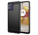Gigapack Szilikon telefonvédő (közepesen ütésálló, légpárnás sarok, szálcsiszolt, karbon minta) FEKETE Motorola Moto G73