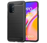 Gigapack Szilikon telefonvédő (közepesen ütésálló, légpárnás sarok, szálcsiszolt, karbon minta) FEKETE Oppo A54 5G, Oppo A74 5G