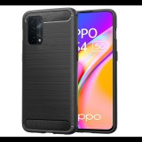 Gigapack Szilikon telefonvédő (közepesen ütésálló, légpárnás sarok, szálcsiszolt, karbon minta) FEKETE [Oppo A74 5G] (5996591206066)