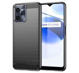Gigapack Szilikon telefonvédő (közepesen ütésálló, légpárnás sarok, szálcsiszolt, karbon minta) FEKETE Realme C35