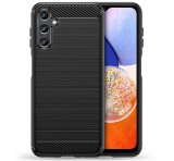 Gigapack Szilikon telefonvédő (közepesen ütésálló, légpárnás sarok, szálcsiszolt, karbon minta) FEKETE Samsung Galaxy A34 5G (SM-A346)