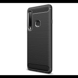 Gigapack Szilikon telefonvédő (közepesen ütésálló, légpárnás sarok, szálcsiszolt, karbon minta) FEKETE [Samsung Galaxy A9 (2018) SM-A920] (5996457823901)