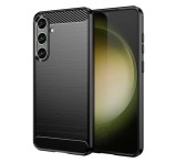 Gigapack Szilikon telefonvédő (közepesen ütésálló, légpárnás sarok, szálcsiszolt, karbon minta) FEKETE Samsung Galaxy S24 Plus (SM-S926)