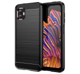 Gigapack Szilikon telefonvédő (közepesen ütésálló, légpárnás sarok, szálcsiszolt, karbon minta) FEKETE Samsung Galaxy Xcover 6 Pro (SM-G736)