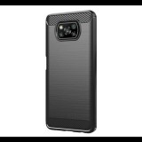 Gigapack Szilikon telefonvédő (közepesen ütésálló, légpárnás sarok, szálcsiszolt, karbon minta) FEKETE [Xiaomi Poco X3 Pro] (5996591011950) - Telefontok