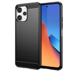 Gigapack Szilikon telefonvédő (közepesen ütésálló, légpárnás sarok, szálcsiszolt, karbon minta) FEKETE Xiaomi Redmi 12