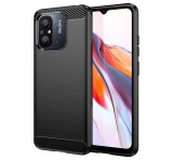Gigapack Szilikon telefonvédő (közepesen ütésálló, légpárnás sarok, szálcsiszolt, karbon minta) FEKETE Xiaomi Redmi 12C