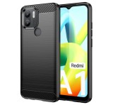 Gigapack Szilikon telefonvédő (közepesen ütésálló, légpárnás sarok, szálcsiszolt, karbon minta) FEKETE Xiaomi Redmi A2 Plus