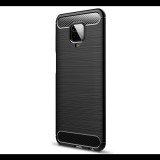 Gigapack Szilikon telefonvédő (közepesen ütésálló, légpárnás sarok, szálcsiszolt, karbon minta) FEKETE [Xiaomi Redmi Note 9 Pro] (5996457957125)