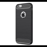 Gigapack Szilikon telefonvédő (közepesen ütésálló, légpárnás sarok, szálcsiszolt, karbon minta, logo kivágás) FEKETE [Apple iPhone 6S 4.7] (5996457672868)