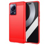 Gigapack Szilikon telefonvédő (közepesen ütésálló, légpárnás sarok, szálcsiszolt, karbon minta) PIROS Xiaomi 13 Lite