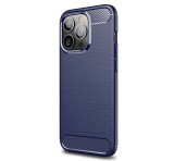 Gigapack Szilikon telefonvédő (közepesen ütésálló, légpárnás sarok, szálcsiszolt, karbon minta) SÖTÉTKÉK Apple iPhone 14 Pro